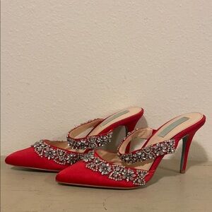 Betsey Johnson Red Crystal Embellished Heels
